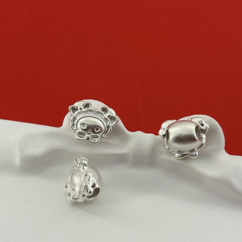 S999 Sterling Silver Hello Kitty, Kuromi, My Melody Spacer Beads for DIY Bracelet Accessories