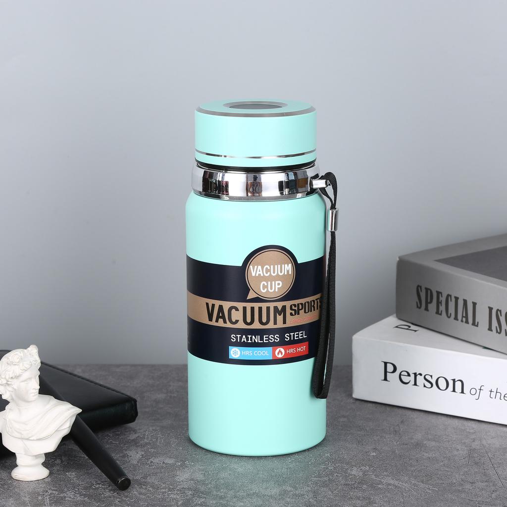 800ml 316 stainless steel large capacity outdoor travel vacuum insulated thermos cup water bottle flask with strap