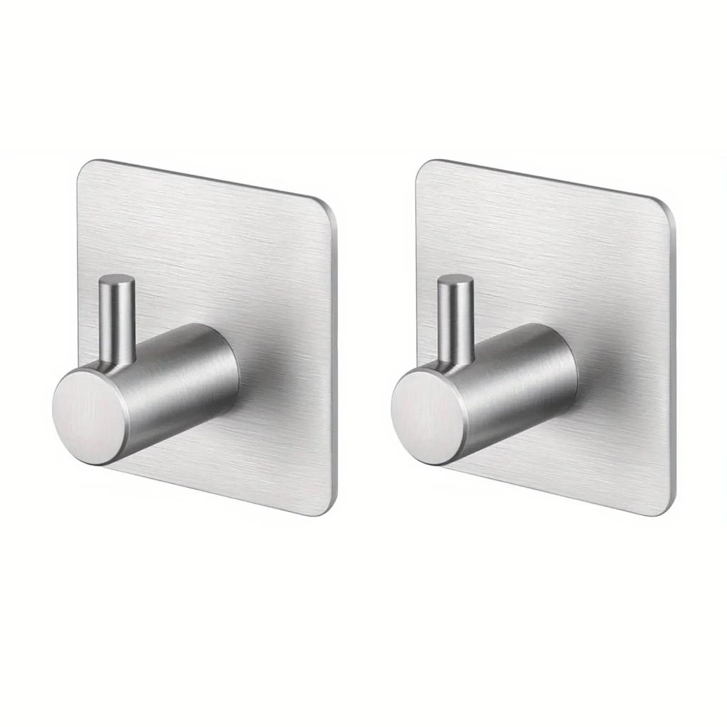 4pcs Self-Adhesive Towel Hooks 304 Stainless Steel Stick-On Wall Hooks For Home Coat Robe Bathroom Organization Accessories
