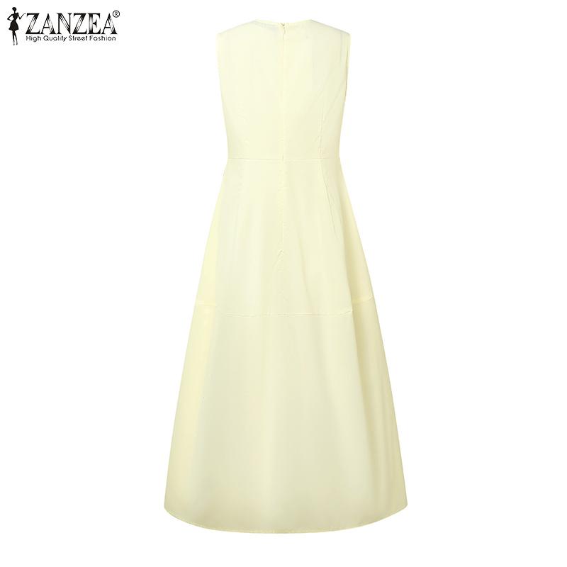 ZANZEA Women Casual Round Neck Sleeveless Summer Tank Dress