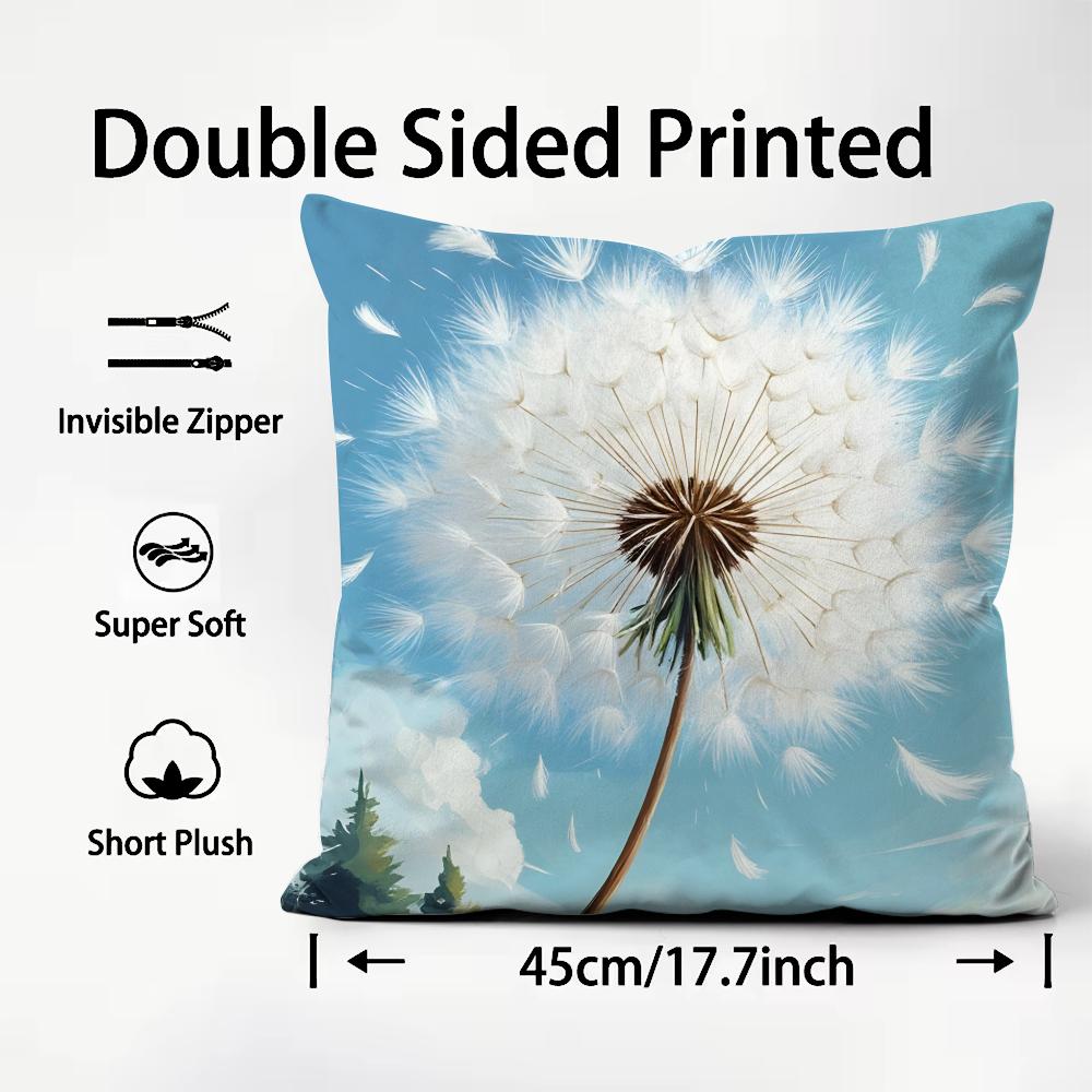 Dandelion Fashion Cushion Cover Plush Fabric Soft DoubleSided Printed Sofa Warm Winter Home Child Gift Pillow Case