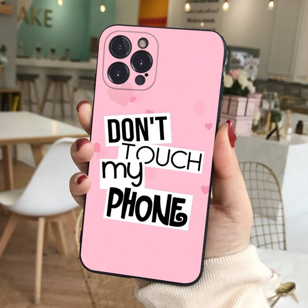 Nicht anfassen Mein Handy Muster Handyhülle Für IPhone 17 16 15 14 13 12 11 Pro Max Plus Mini Weiche Schwarze Hülle