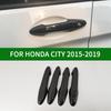 For Honda CITY 2015- Honda Ballade Grace Black Carbon Fiber Pattern Door Handle Cover Bezel Trim  2016 2017 2018