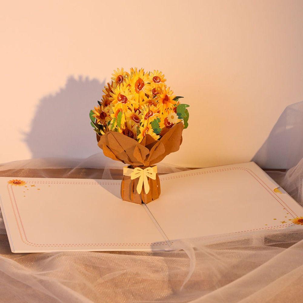 

Exquisite Carnation Sunflower Greeting Card Happy Birthday Blessing Card Birthday Party Decoration Carnation