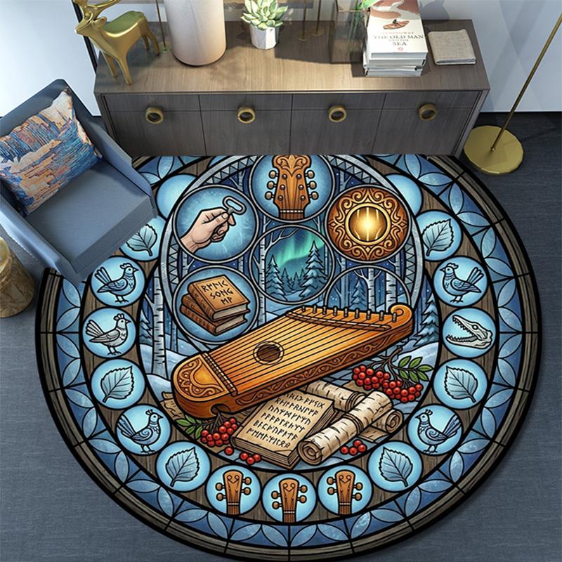 Music Nature Harmony Round Area Rug Under Office Chairs Bedroom Living Room Home Decor