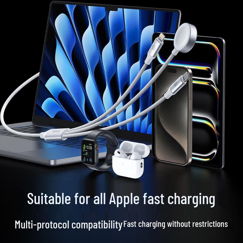 3-in-1 Magnetic Charging Cable for Apple Watch & Smartphones