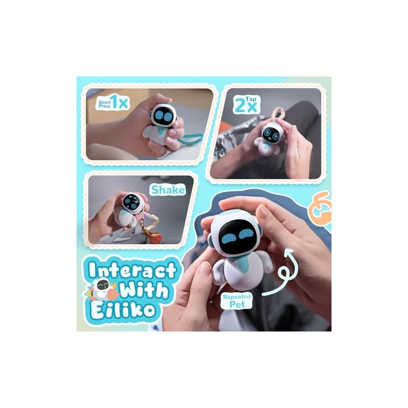 ENERGIZE LAB Eiliko Aquamarine - A Small AI Charm Robot That Matches Your Everyday Outfits, a Fun Electronic Pendant Toy, Perfect for Couples and Best