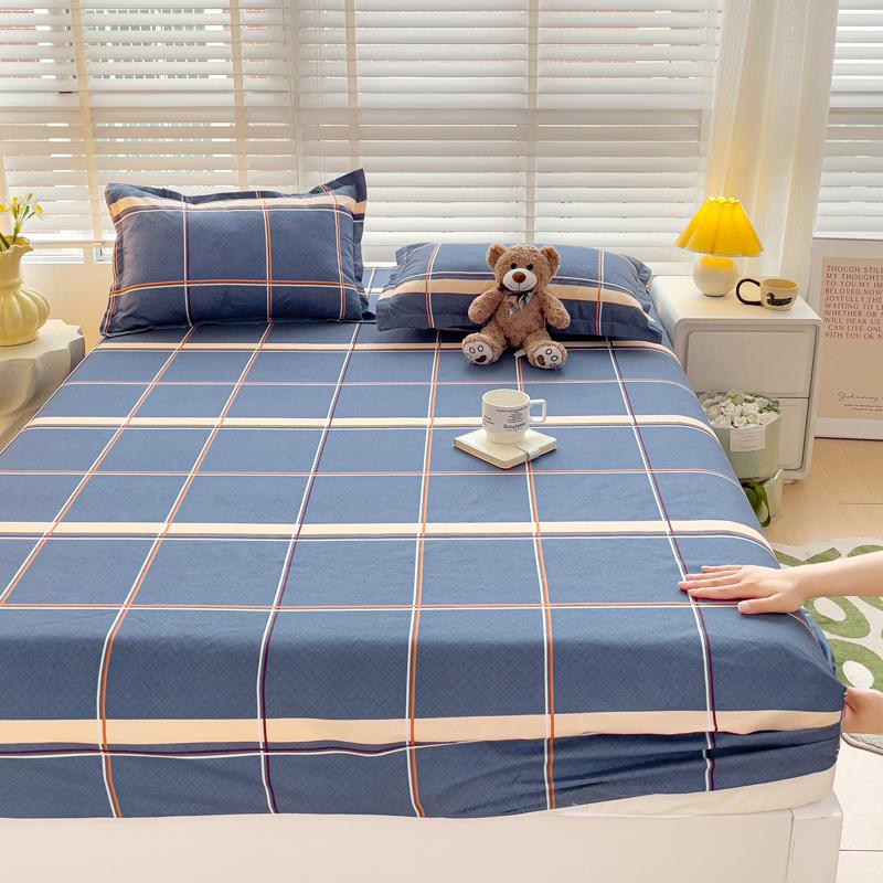 Romantic Love Bow Pattern Fitted Sheet Set Skin-friendly Breathable 3Pcs Mattress Cover with Elastic Band Queen Size Bedding Set