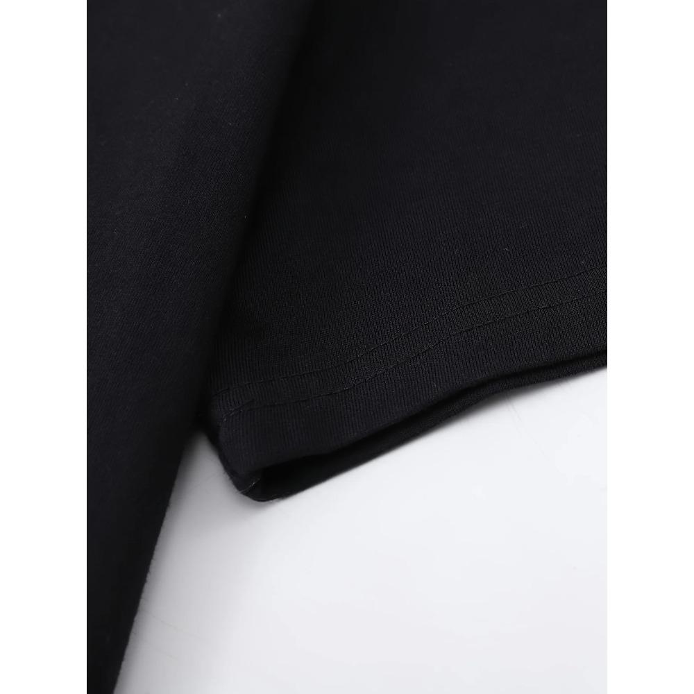 Retro street element printed T-shirt, classic letter pattern  short sleeve 220g