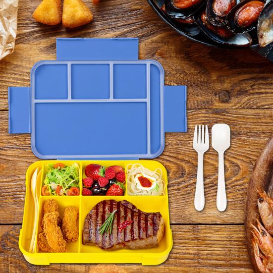 Yousheng Lunch Box with Fork Spoon Split Bento Box Leak-proof Food Container BPA-Free Meal Prep Container for School Office