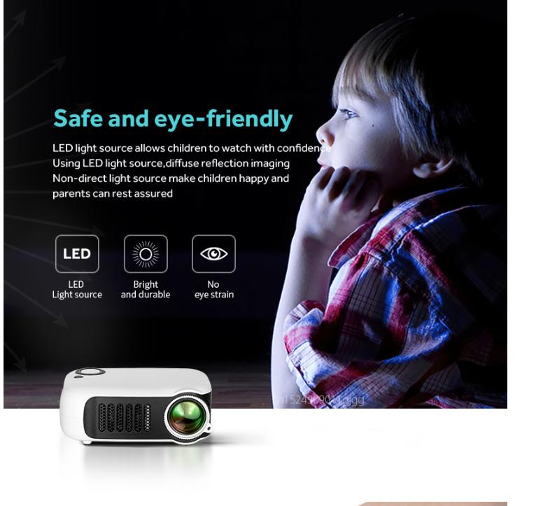 A2000 MINI Projector Home Cinema Theater Portable 3D LED Video Projectors Game Laser Beamer 4K 1080P Via HD Port Smart TV BOX