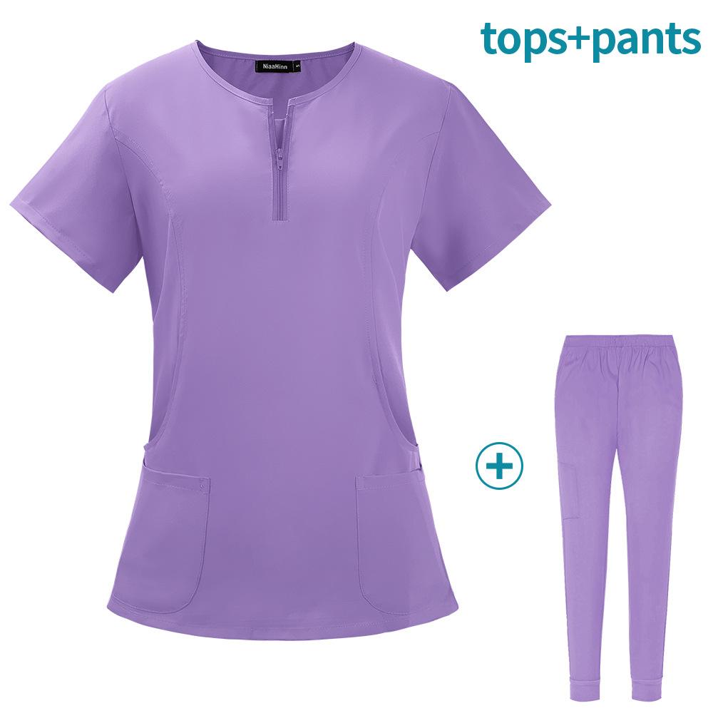 Men Women Polyester Rayon Spandex Stretchy Custom Logo Medical Lab Nurse Uniforms Suits Hospital Uniform Unisex Scrubs Sets
