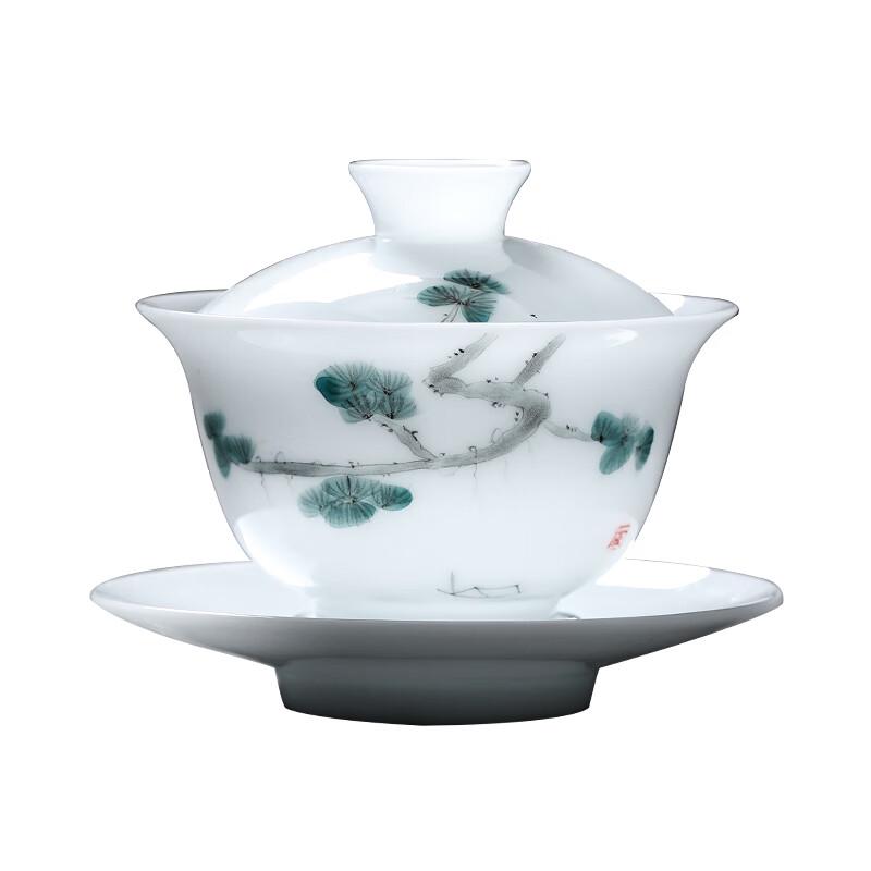 Hand-painted Welcoming Pine Porcelain Gaiwan Tea Set