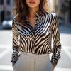 2025 Spring Leopard Print Satin Casual Loose Button-Up Shirt for Women