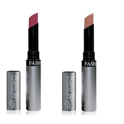 Fashion Colour Kiss Lip No Transfer Lipstick, Waterproof, Smudgeproof, Long Lasting Combo (Reddle & Mineral)