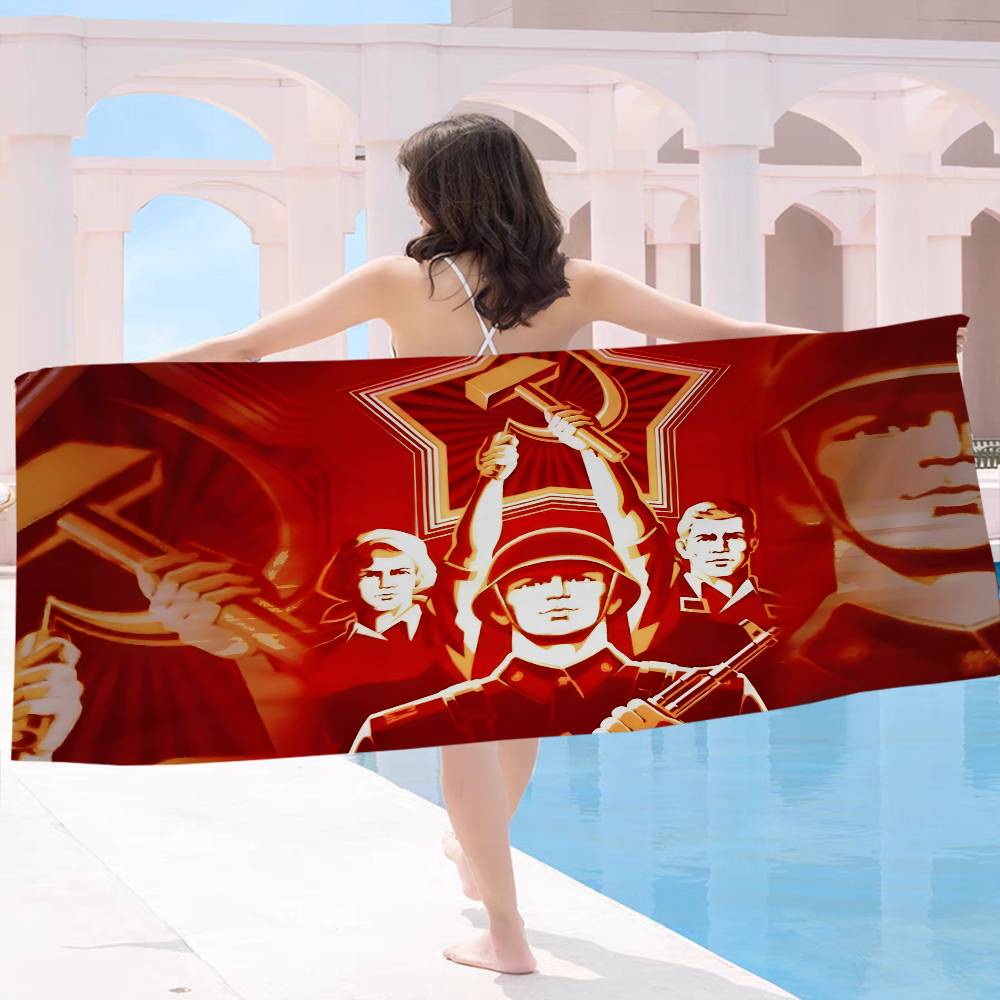 CCCP USSR Soviet Anime Beach Swimming Towel Soft Absorbent Washcloth Children's Gifts for Kids Travel Camping Gym