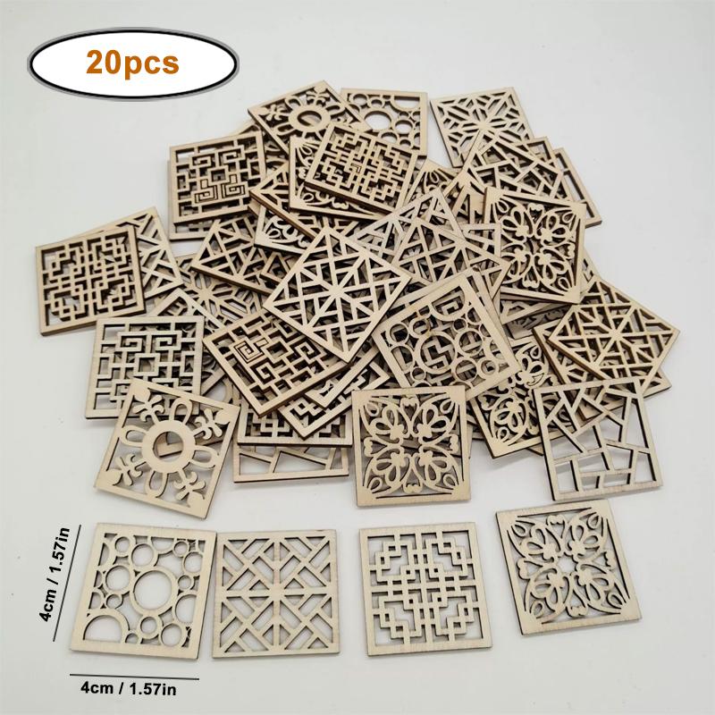 

20pcs/lot Flower Frame Cutouts Floral Wood Slices Wood Flower Slices Craft Wood Slices Scrapbooking Cutouts Ornament Crafts