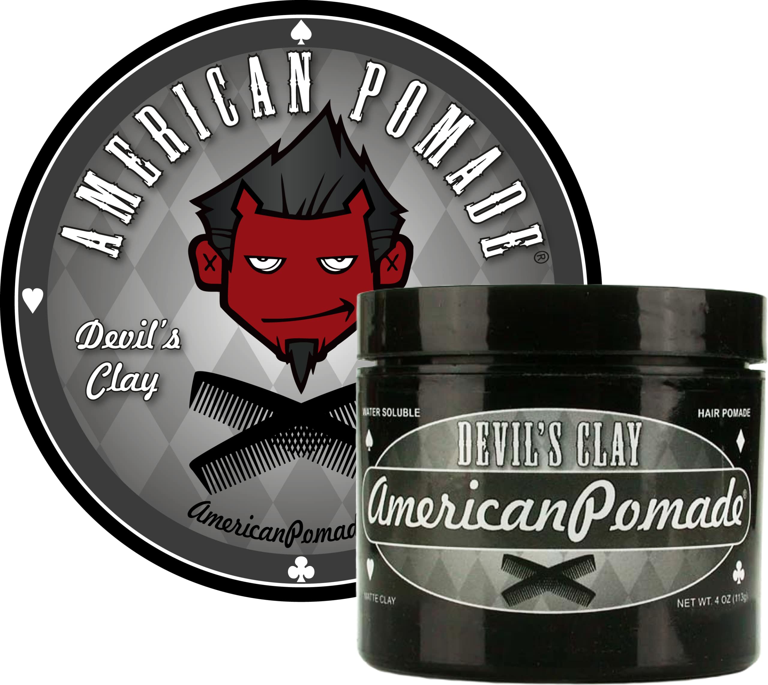 American Pomade Devil’s Clay - Men s Clay Pomade, Water-based, Medium to Strong Hold, Matte Finish, Vanilla & Coconut Scent, 113g