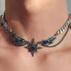 Gothic Punk Style Sweet And Cool Dark Necklace, Women'S And Men'S Wings, Starry And Creative Y2K Necklace, Fashionable Necklace