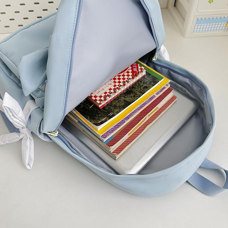 Mochila Escolar de Estudiante con Encaje de Lazo Gran Capacidad para Mujer