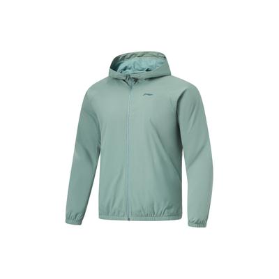 Fitness Series Windproof Water-Repellent Three-Dimensional Cut Fleece-Lined Hooded Zip-Up Sports Jacket Men Jackets Lake-Blue AFDU089-5