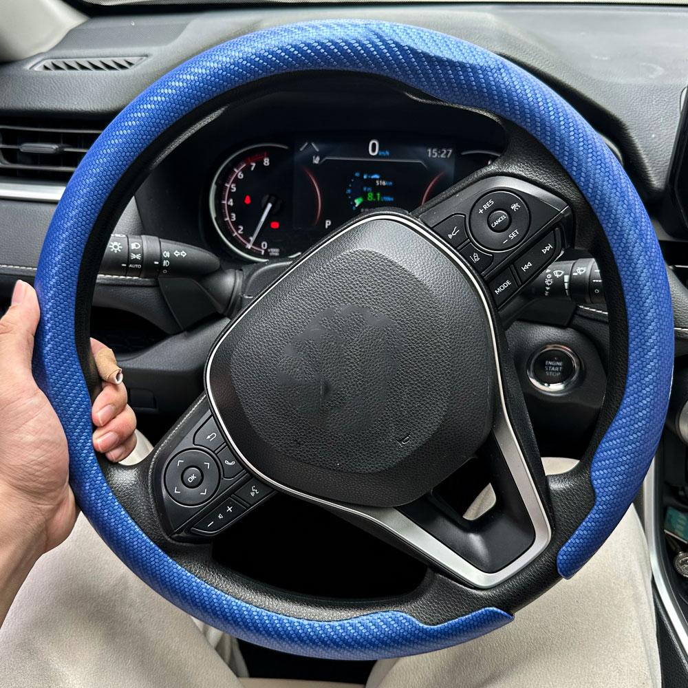 Allgemeine Auto Lenkradabdeckung Kohlefaser Sport rutschfest Kartenhalter Abdeckung Typ D, D-förmig, Rundes Lenkrad Zubehör