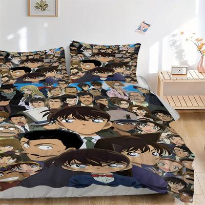 Detective Conan Characters Collage Bedding Set Comforter Cover Gift for Bedroom,Includes 1 Cover and 2 Pillowcases, No InsertB472