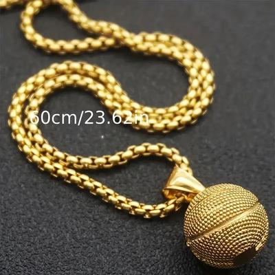 Mode Sportbegeisterter Schmuckset Basketball blauer Rahmen Herren Hip-Hop 2-teilige Halskette Hohe Qualität
