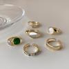 Elegant French Geometric Adjustable Ring - Women's Fashionable Temperament, Artistic Color Block Design for Index Finger