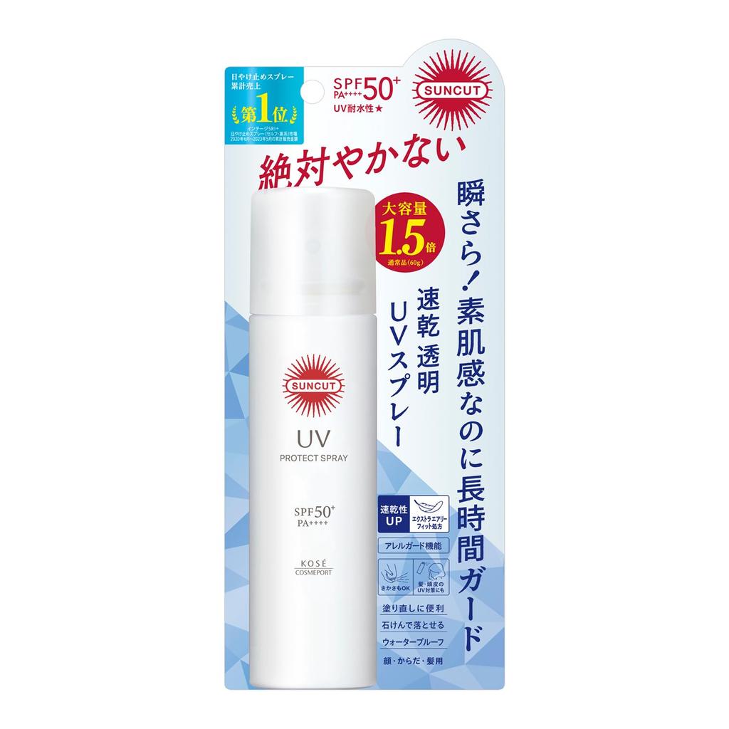 Suncut Kose Cosmeport Protect UV Spray Sunscreen for and Hair SPF50+ PA++++ (90g) Face, Body,