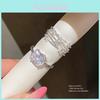 Modern Minimalist Multilayer Zircon Ring For Women With Geometric Design Gift