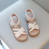 Girls Gladiator Sandals 2024 Summer New Kids Beach Shoes Bohemian Style Weave Design Open Toes Children's Princess Sandals 26-36