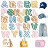 26pcs A-Z English Letter Glitter Pearls Rhinestone Patches Repair Embroidered Sew on Appliques,Patches for DIY Clothes Bags Hats