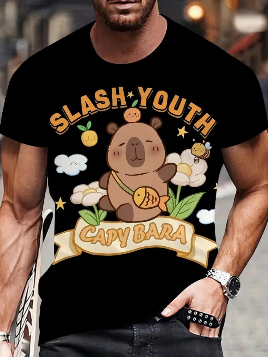 

Забавная футболка с графикой капибары, 3D-принт, для мужчин и женщин, милые футболки с капибарой, летние повседневные топы 6XL