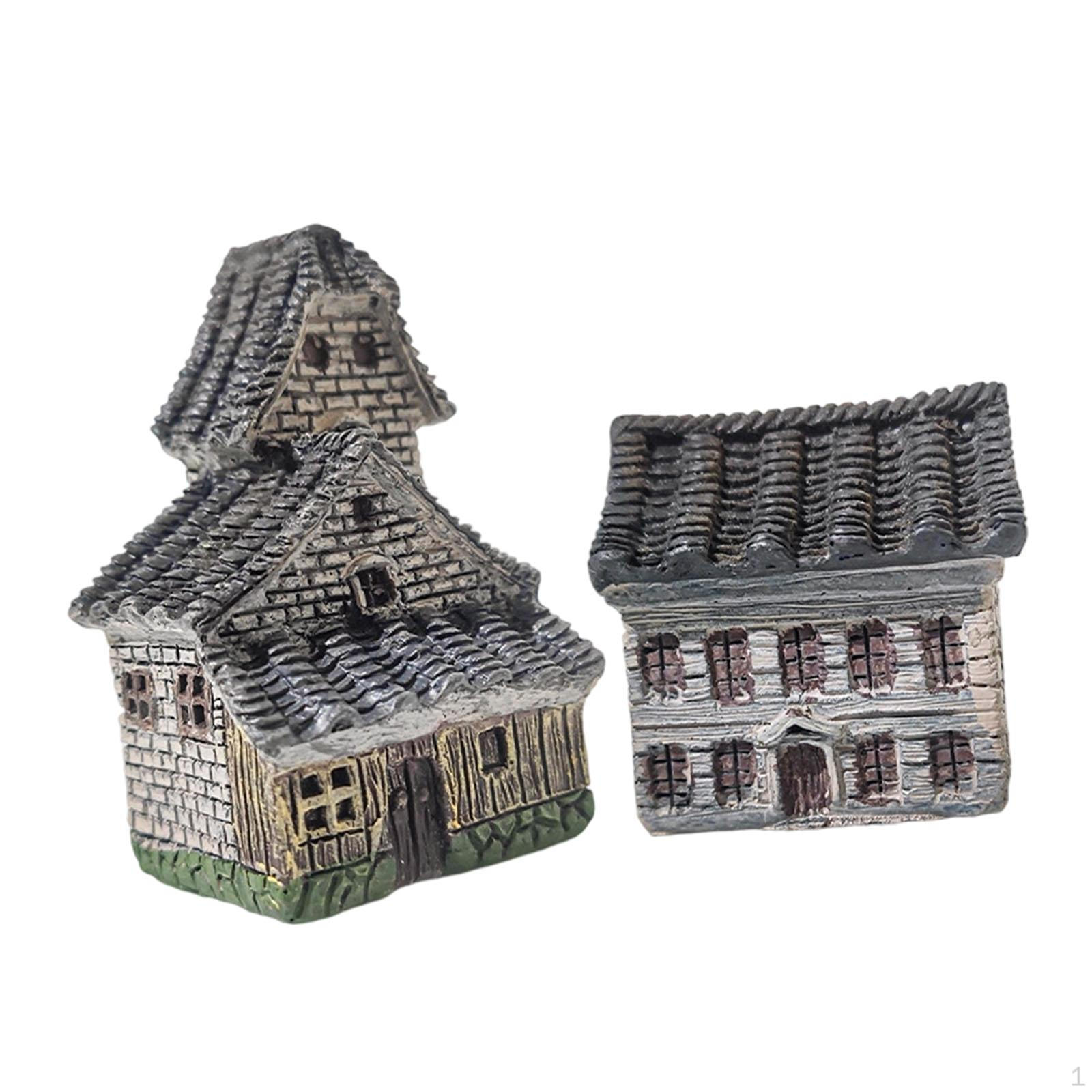 

2 Pieces House Statues Aquarium Decorations Ornaments Art Crafts Hut Landscaping Fish Tank