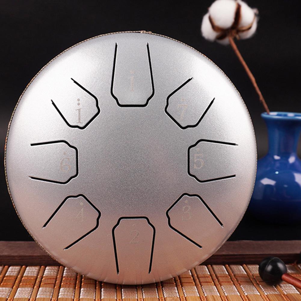 6 Inch 8 Notes Handpan Drum with Travel Bag and Mallets Hand Pan Drum Rain Chime for Entertainment Yoga Zen Gifts