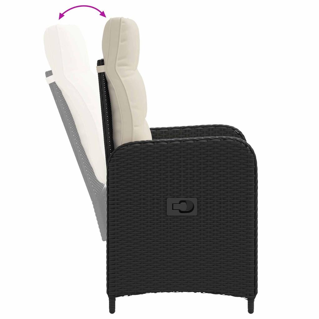 Garden Lounge Set 2 Pcs Black and Cream White