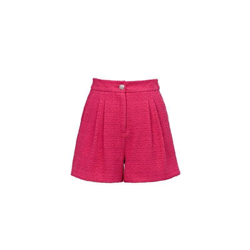 

Blacknini Vitality Set Italy Ducotex Luxury Brand Gold Buckle Purplish Red Tweed Classic Style Vest/Shorts Shorts-Rose Red M