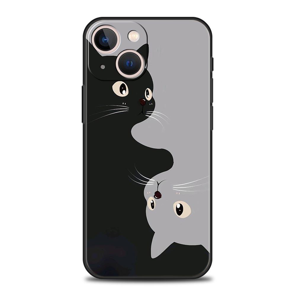 Cute Cat Phone Case For iPhone 16 13 15 14 12 11 Pro MAX XR X SE XS 7 8 Plus Soft TPU Shell Cover