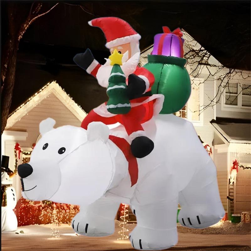 Inflatable Toy Santa Ride Polar Bear Shake Head Christmas Inflatable Model Luminous Christmas Atmosphere Decoration Model