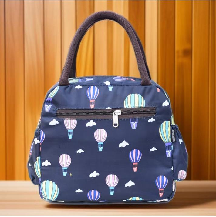 Floral Multi-Zipper Lunch Handbag: Oxford Cloth Mommy Bag with Mobile Pocket