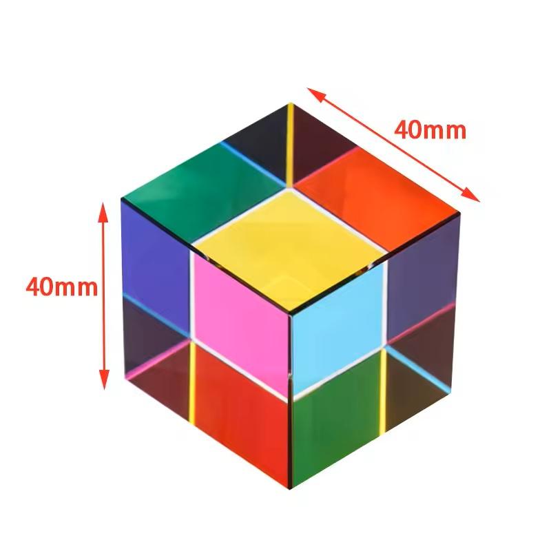 

Toys Scientific Magic Prism Cube 40mm Hexahedral Crystal Magic CMY Cube 3D Color Cube Photography Prism Office Desk Ornament