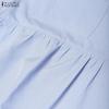 ZANZEA Women Casual Round Neck Loose 3/4 Sleeve Stripe Blouse