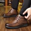 2025 Men's High-Top Leather Business Formal Casual Warm Cotton Shoes for Autumn/Winter