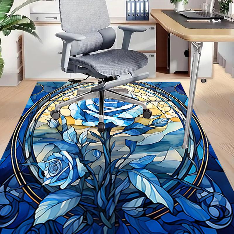 1PC Stained Glass Rose Extra Large Non Slip Floor carpet, Office, family, bedroom Large Area Rug Indoor Rugs, Vibrant Colors