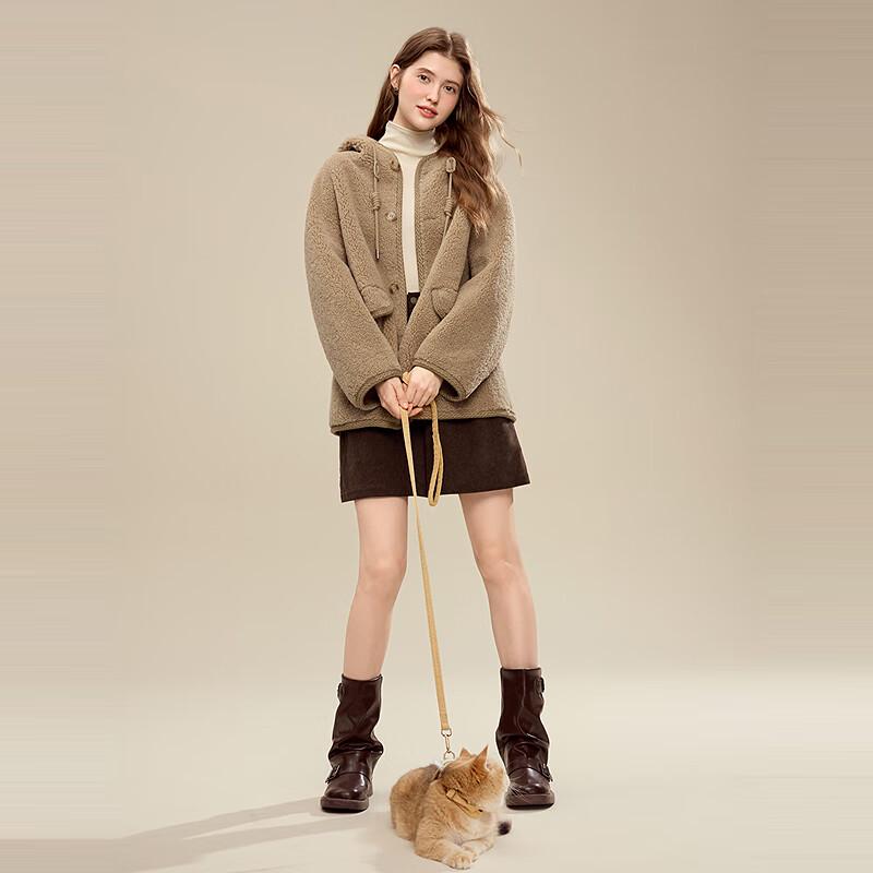 Betu Women's 2025 Winter Hooded Webbing Trim Jacket