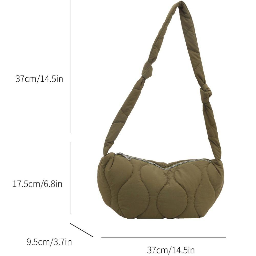 Quilted Puff Bag Padded Nylon Shoulder Bag Casual Nylon Crossbody Bag  Female