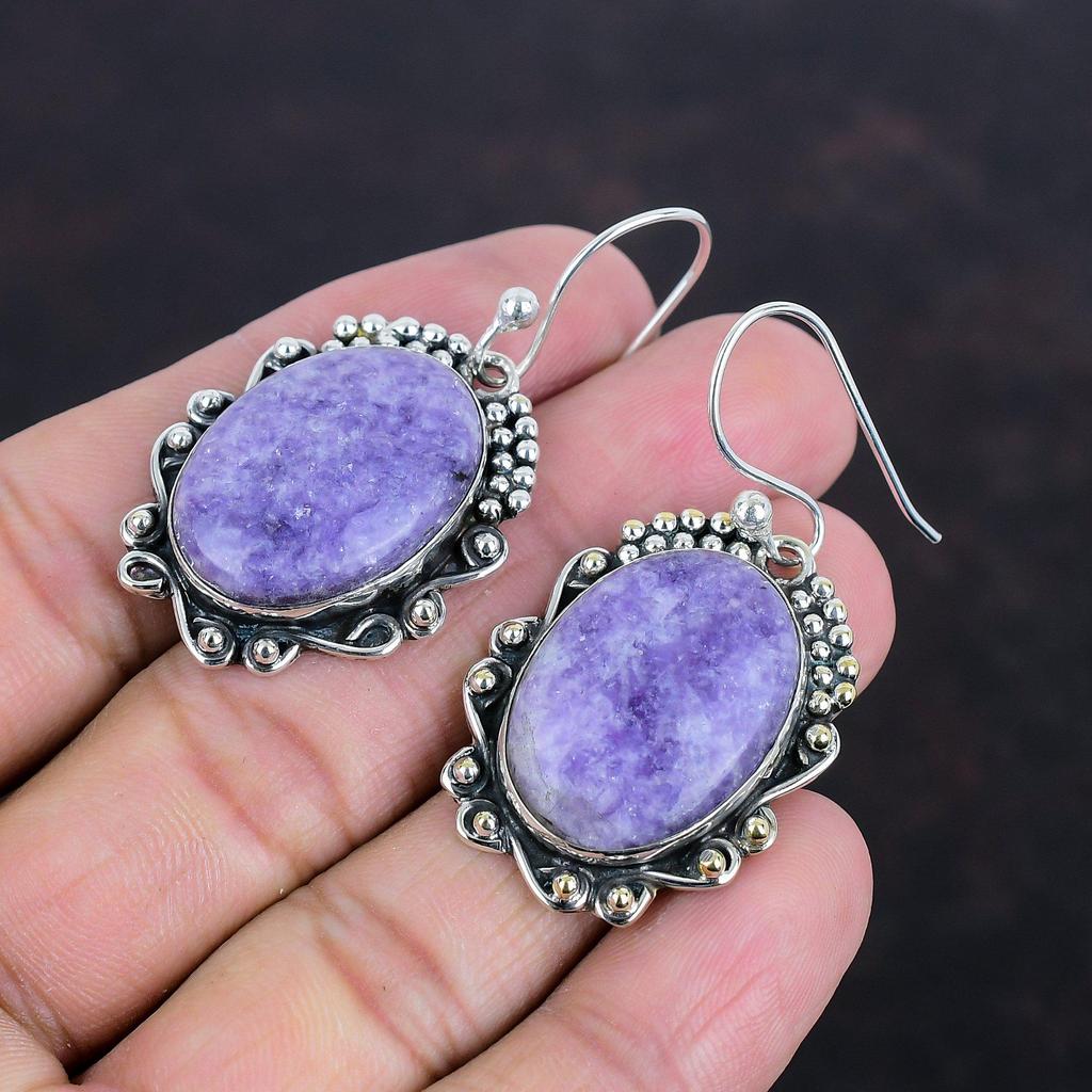 Lepidolite Earrings Gemstone Earring 925 Sterling Silver Earring Handmade Jewelry Very Pretty Dangle Earrings Gifts For Her Wedding Jewelry