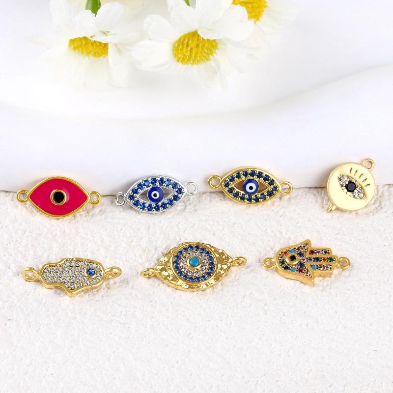 Dazzling Zirconia Embellished Evil Eyes Pendant for Necklace and Bracelet Mobile Phone Cases Use Jewelry Charm