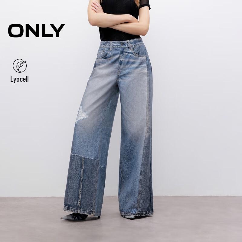 

ONLY Women s 2025 Summer 3D Print Low-Rise Loose Straight-Leg Jeans L